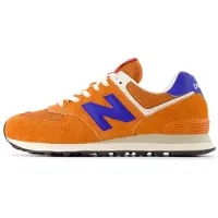 New Balance unisex. U574V2 Leather Sneakers 574 orange (39.5), Flat, Laces, Casual
