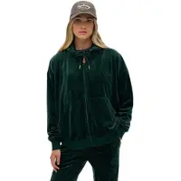 Superdry for woman. W2012544A Country Club Velour Ziphood green (S), Casual, Polyester