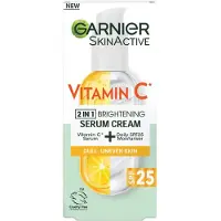 Garnier Vitamin C* 2In1 Glow Boosting Serum Cream SPF25 For Dull Ski