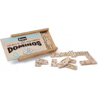 Jeujura - Puinen Dominos peli - Puinen lahjalaatikko - Poika ja Tyttö - Alkaen 3-vuotiaasta