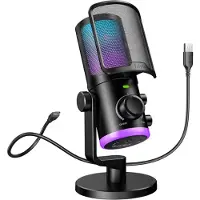 Fifine Ampligame AM6 kondensaattorimikrofoni RGB - Black