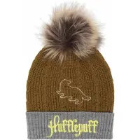 Harry Potter Hufflepuff House Fur Pom Beanie Ruskea Mies