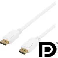 Deltaco valkoinen DisplayPort 1.2 kaapeli