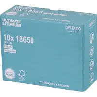 Deltaco 18650 Lithium -akkuparisto, 2600mAh, 10kpl