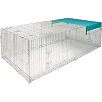 Kerbl 4-kulmainen ulkokotelo, jossa on pakoeste ja verkkokatto - P 230 x L 115 x K 70 cm, kansi sisältyy