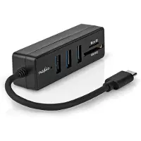Nedis 3-porttinen USB-hubi muistikortinlukijalla