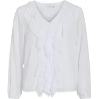 Vila Viane L/S V-Neck Frill Top - Noos - White - 38