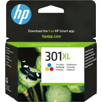 HP – 301XL, alkuperäinen riittoisa kolmivärimustekasetti, Korkea (XL) värintuotto, Syaani, Magenta, Keltainen, Väripohjainen muste, 6 ml, 1 kpl, 300 siv (CH564EE)