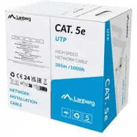 Lanberg UTP LAN cable CAT.5E 305M CCA wire gray fluke passed