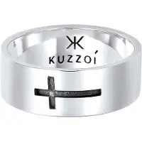 KUZZOI Sormus 'Kreuz' musta / hopea