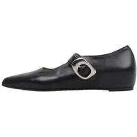 Wonders for woman. A-3830_4387_5792 Triana 30 Black Leather Ballet Flats (38), 1 to 3 cm, Buckle, Casual, Classic