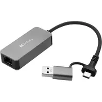 Sandberg USB Type-A / USB Type-C to 2.5 Gigabit Ethernet RJ45 - Ethernet-adapteri, Harmaa