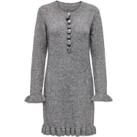 ONLY Onlmera Life Ls Frill Dress Ex Knt - Grey - XS