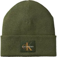 Calvin Klein Monologo Patch Beanie - Green - ONE SIZE