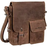 Green Burry Vintage Crossbody-laukku Nahka 24 cm Ruskea