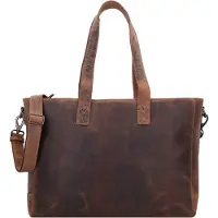 Plevier Retro Hopper Shopperit Nahka 41 cm Kannettavan tietokoneen taskun syvyys Ruskea