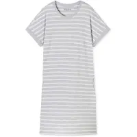 Schiesser Short-Sleeve Striped Sleep Shirt In Silver-Gray Mottled - Casual Essentials - Grey - XXXL