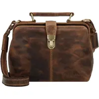 Green Burry Vintage Crossbody-laukku Nahka 24 cm Ruskea