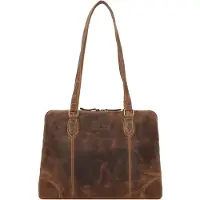 Green Burry Vintage Shopperit Nahka 37 cm Kannettavan tietokoneen taskun syvyys Ruskea