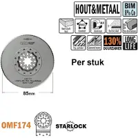 Cmt Puolipyöreä segmenttisahanterä OMF175 Wood&Metal Long Life; BIM; 85 mm