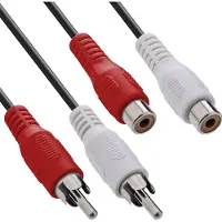 Intos InLine 2 x RCA naaras - 2 x RCA uros -kaapeli, 5 m