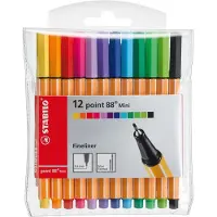Stabilo Point 88 Mini Fineliner - Eri v rit, 12 tussin pakkaus