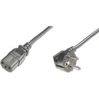 Digitus POWER CORD, CEE 7/7 (TYP-F) 90Ø ANGLED - C13 M/F, 1.8M, H05VV-F3G 0.75QMM, BLACK (AK-440100-018-S)