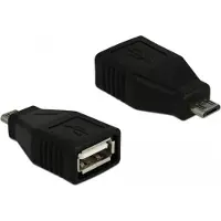 DeLOCK 65296, USB 2.0-A, USB micro-B, Musta