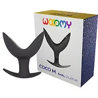 Wooomy Coco - Levittävä anaalitappi, koko M, kaksihaarainen, jämäkkä, joustava,silikoninen, stimuloiva, musta