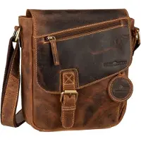 Green Burry Vintage Crossbody-laukku Nahka 26 cm Ruskea