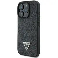 GUESS GUHCP16LP4TDPK iPhone 16 Pro 6.3" black/black hardcase Leather 4G Triangle Strass MagSafe