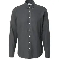 Lindbergh Mélange Brushed Shirt L/S - Regular - Khaki green - XXL