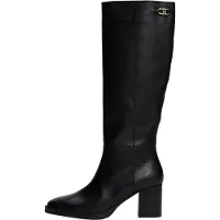 Tommy Hilfiger Stacked Heel Leather Long Boot - Black - 41