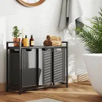 Hobby Hall Pyykkikori 3 osastoa, pyykkikeräin hyllyllä, pyykkilaatikko
