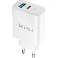Forever 30W Snabbladdare PD USB-C, USB f r iPhone 11/12/13/14/15 Samsung White