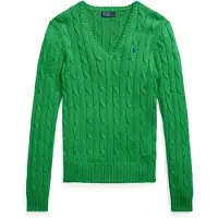 Ralph Lauren for woman. 211971870007 Cable knit cotton sweater in green (XS), Casual, Long sleeve
