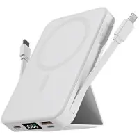 Mtp Products Magneettinen langaton verkkovirtalähde USB-C- ja Lightning-kaapeleilla - 10000mAh/15W - Valkoinen