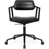 Vipp 453+ Työtuoli Huonekalupyörillä Alumiini / Black Leather - Toimistotuolit Nahka Musta - 453+04C04