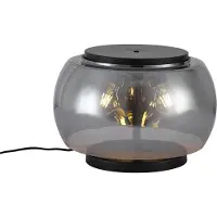 QAZQA Design-pöytävalaisin musta savulasilla, 3 lamppua - Bino