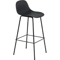 Muuto Fiber Tube Baarijakkara Selkänojalla 75 Cm / Antrasiitti - Baarijakkarat Kierrätetty Muovi Musta - FIBABTUN01011