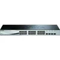D-Link – Verkkokytkin, Layer 2, 10/100/1000Mbps, 24xRJ45, 4xSFP, metalli, musta/hopea (DGS-1210-28/E)