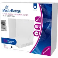 MediaRange Cajas CD doble, 10 mm, Transparente, 5 unidades, Korurasia, 2 levyt, Läpinäkyvä, Muovi, 120 mm, RoHS (BOX31-T-2)