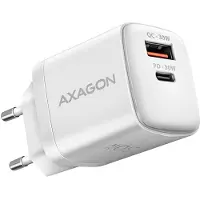 Axagon 30W verkkovirtalaturi, USB-C + USB-A, PD3/QC3, valkoinen