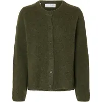 Selected Slwlulu New Ls Knit Cardigan Noos - Khaki green - XL