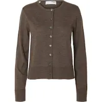 Selected Slwthea Ls Knit Merino Cardigan Noos - Brown - L