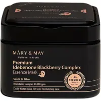 MARY & MAY Premium Idebenone Blackberry Complex Essence Mask kosteuttava kangasnaamio kiinteyttävä vaikutus iso pakkaus 20 kpl