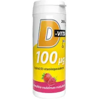 Raw Organic Vitabalans D-vita 100ug puru mansikka-vadelma 200tabl.