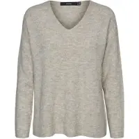 Vero Moda Vmcrewlefile Ls V-Neck Blouse Noos - Grey - M