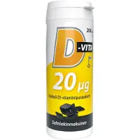 Vitabalans D-Vita 20 µg Salmiakki 200 tabl. ravintolisä