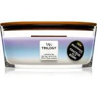 Woodwick Trilogy Calming Retreat tuoksukynttilä sisältää puusydämen (hearthwick) 453.6 g